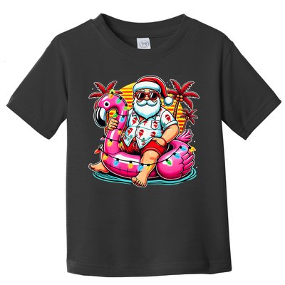 Christmas In July Santa Flamingo Float Summer Xmas Toddler T-Shirt