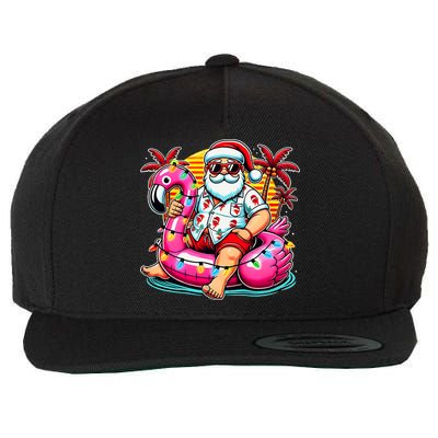 Christmas In July Santa Flamingo Float Summer Xmas Wool Snapback Cap