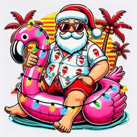 Christmas In July Santa Flamingo Float Summer Xmas Garment-Dyed Sweatshirt