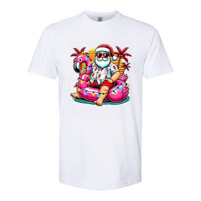 Christmas In July Santa Flamingo Float Summer Xmas Softstyle CVC T-Shirt