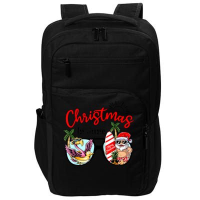 Christmas In June Sunglasses Santa Flamingo Summer Vacation Impact Tech Backpack