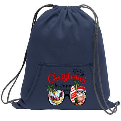 Christmas In June Sunglasses Santa Flamingo Summer Vacation Sweatshirt Cinch Pack Bag