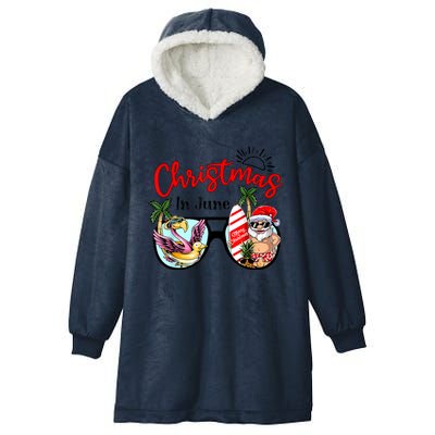 Christmas In June Sunglasses Santa Flamingo Summer Vacation Hooded Wearable Blanket