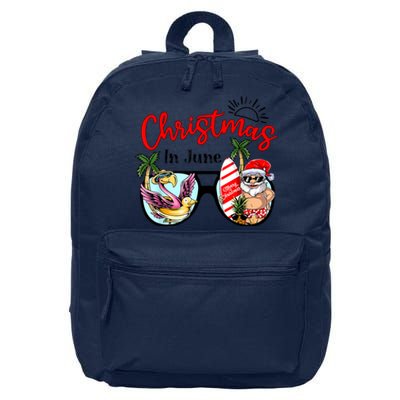 Christmas In June Sunglasses Santa Flamingo Summer Vacation 16 in Basic Backpack