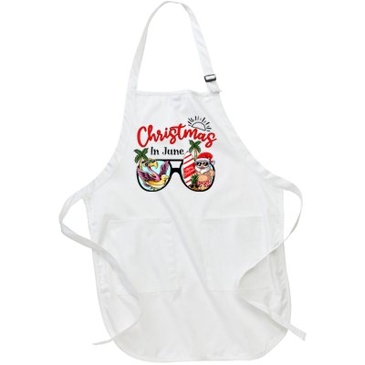 Christmas In June Sunglasses Santa Flamingo Summer Vacation Full-Length Apron With Pockets