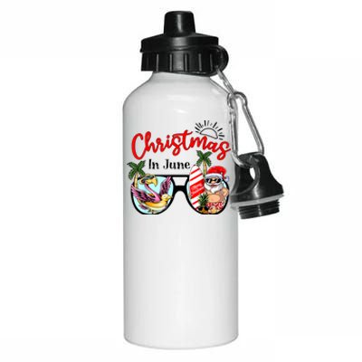 Christmas In June Sunglasses Santa Flamingo Summer Vacation Aluminum Water Bottle