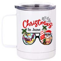 Christmas In June Sunglasses Santa Flamingo Summer Vacation 12 oz Stainless Steel Tumbler Cup