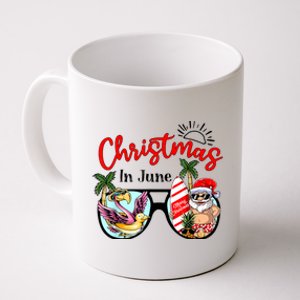 Christmas In June Sunglasses Santa Flamingo Summer Vacation Coffee Mug