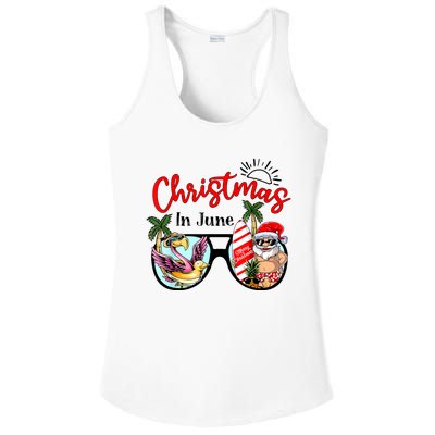 Christmas In June Sunglasses Santa Flamingo Summer Vacation Ladies PosiCharge Competitor Racerback Tank