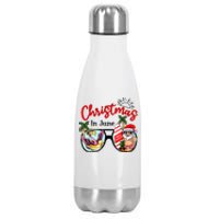 Christmas In June Sunglasses Santa Flamingo Summer Vacation Stainless Steel Insulated Water Bottle