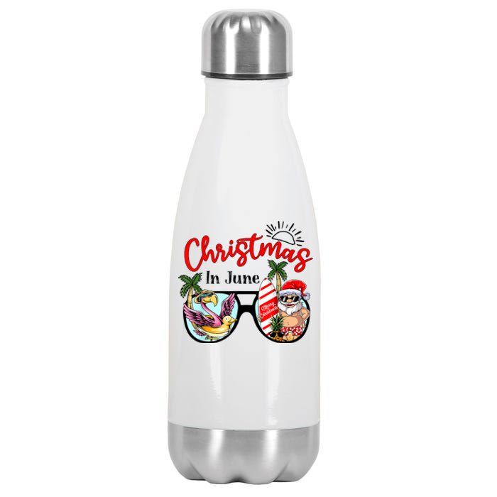 Christmas In June Sunglasses Santa Flamingo Summer Vacation Stainless Steel Insulated Water Bottle