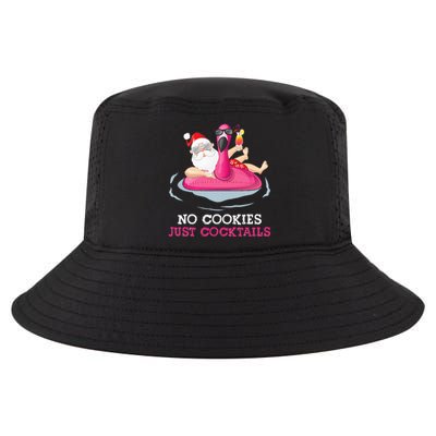 christmas in july no cookies just cocktails santa surfer Cool Comfort Performance Bucket Hat