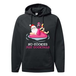 christmas in july no cookies just cocktails santa surfer Performance Fleece Hoodie