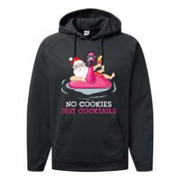 christmas in july no cookies just cocktails santa surfer Performance Fleece Hoodie