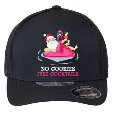 christmas in july no cookies just cocktails santa surfer Flexfit Unipanel Trucker Cap