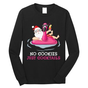 christmas in july no cookies just cocktails santa surfer Long Sleeve Shirt