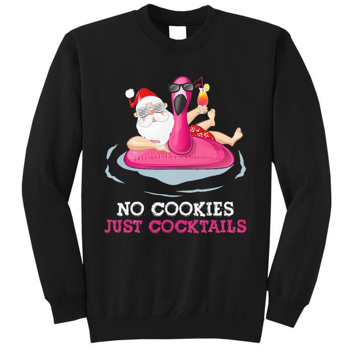 christmas in july no cookies just cocktails santa surfer Sweatshirt