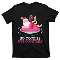 christmas in july no cookies just cocktails santa surfer T-Shirt