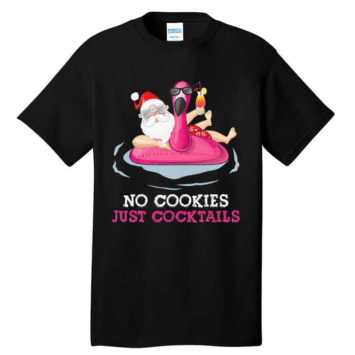 christmas in july no cookies just cocktails santa surfer Tall T-Shirt