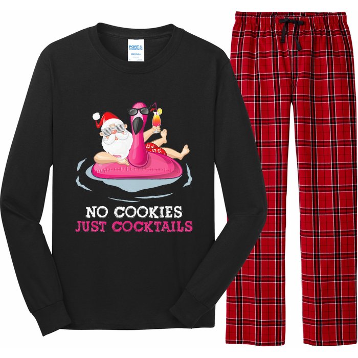 christmas in july no cookies just cocktails santa surfer Long Sleeve Pajama Set