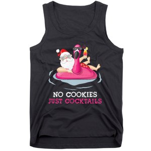 christmas in july no cookies just cocktails santa surfer Tank Top