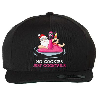 christmas in july no cookies just cocktails santa surfer Wool Snapback Cap