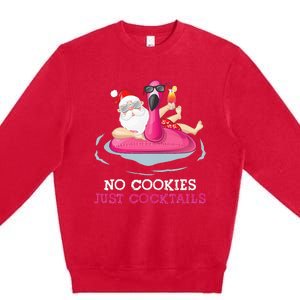 christmas in july no cookies just cocktails santa surfer Premium Crewneck Sweatshirt