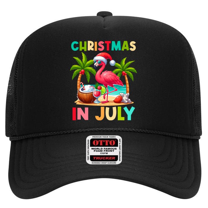 Christmas In July Beach Summer High Crown Mesh Back Trucker Hat