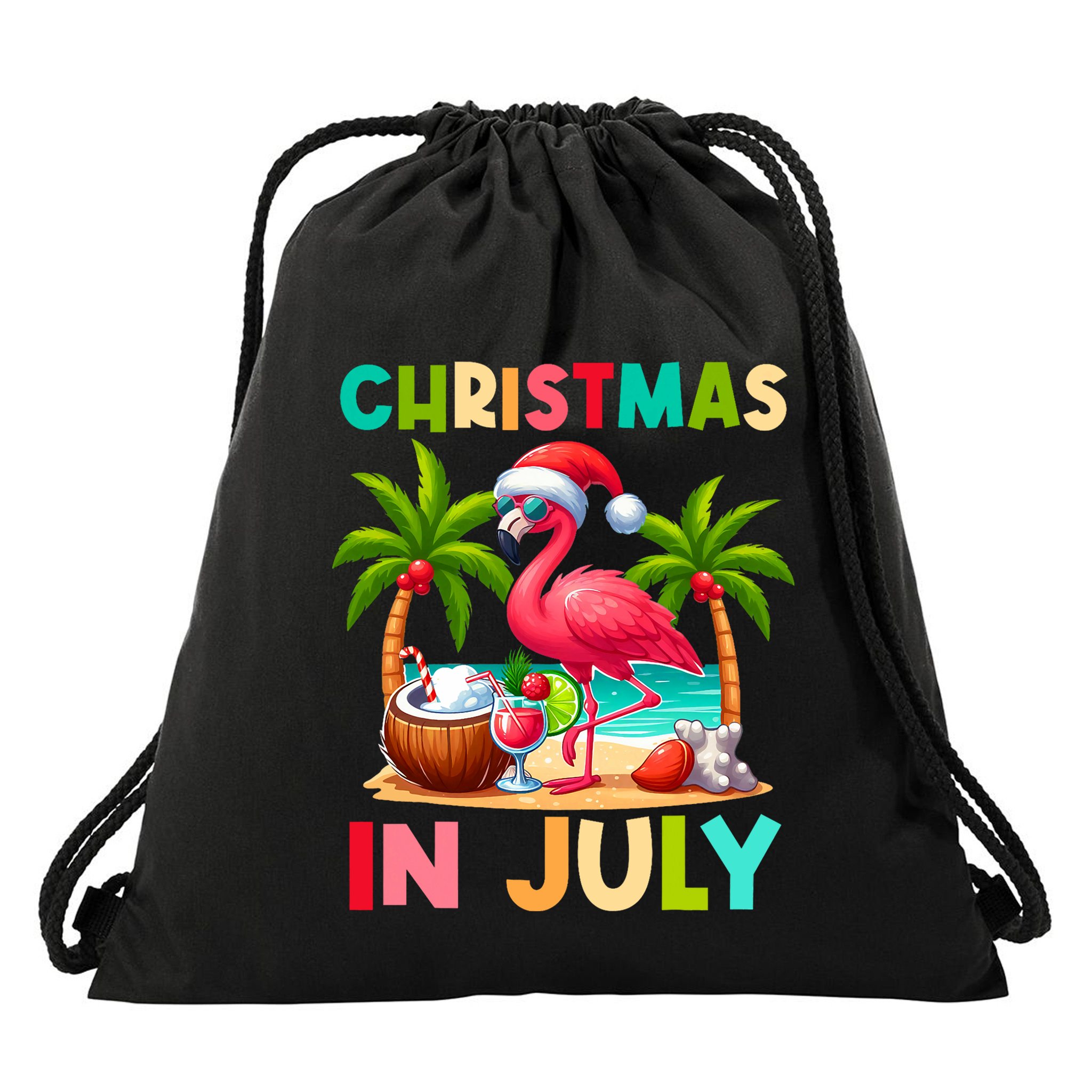 Christmas In July Beach Summer Drawstring Bag