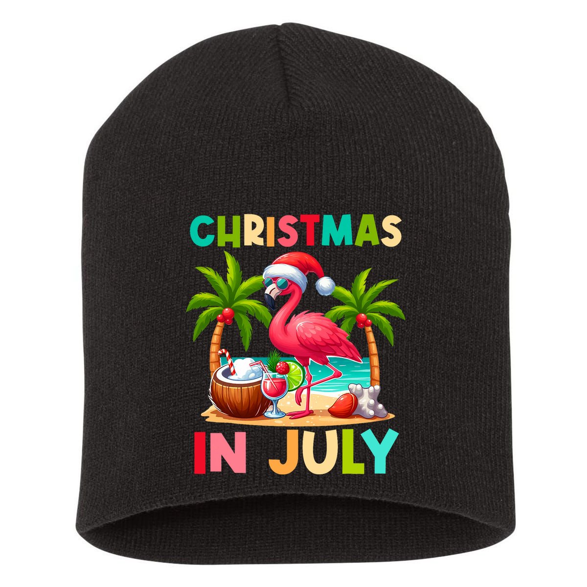 Christmas In July Beach Summer Short Acrylic Beanie