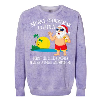 Christmas In July Pool Party Santa Vacation Gift Colorblast Crewneck Sweatshirt