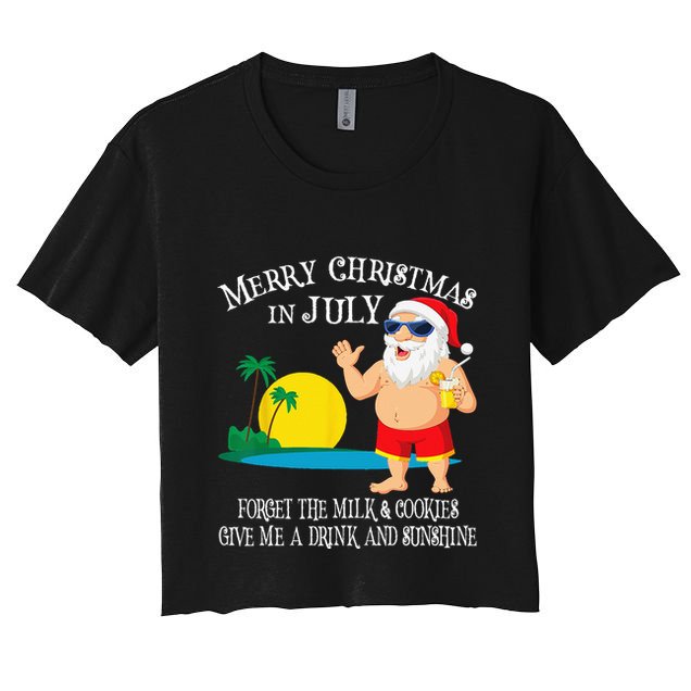 Christmas In July Pool Party Santa Vacation Gift Crop Top