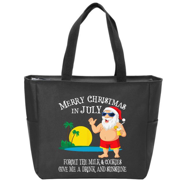 Christmas In July Pool Party Santa Vacation Gift Zip Tote Bag