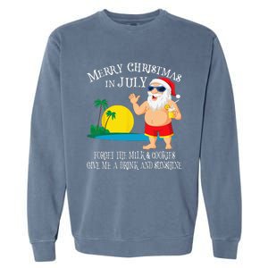 Christmas In July Pool Party Santa Vacation Gift Garment-Dyed Sweatshirt