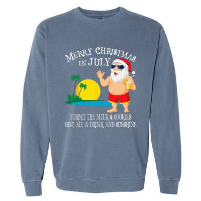 Christmas In July Pool Party Santa Vacation Gift Garment-Dyed Sweatshirt