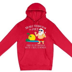 Christmas In July Pool Party Santa Vacation Gift Premium Pullover Hoodie