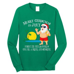 Christmas In July Pool Party Santa Vacation Gift Long Sleeve Shirt