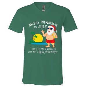 Christmas In July Pool Party Santa Vacation Gift V-Neck T-Shirt