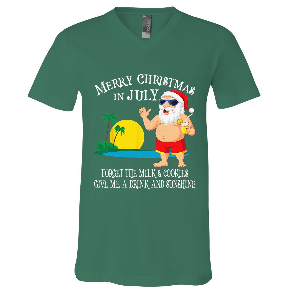 Christmas In July Pool Party Santa Vacation Gift V-Neck T-Shirt