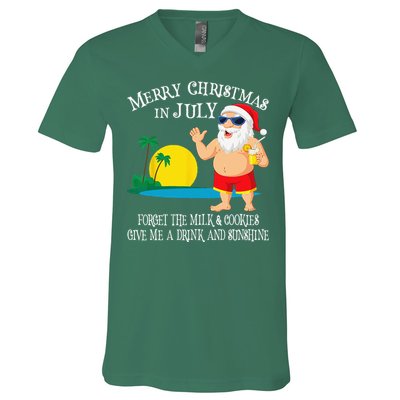 Christmas In July Pool Party Santa Vacation Gift V-Neck T-Shirt