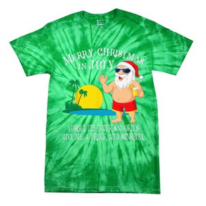 Christmas In July Pool Party Santa Vacation Gift Tie-Dye T-Shirt