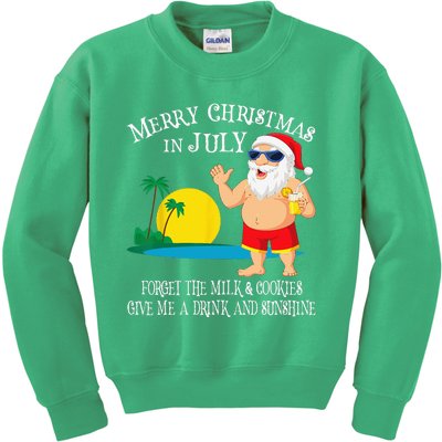 Christmas In July Pool Party Santa Vacation Gift Kids Sweatshirt