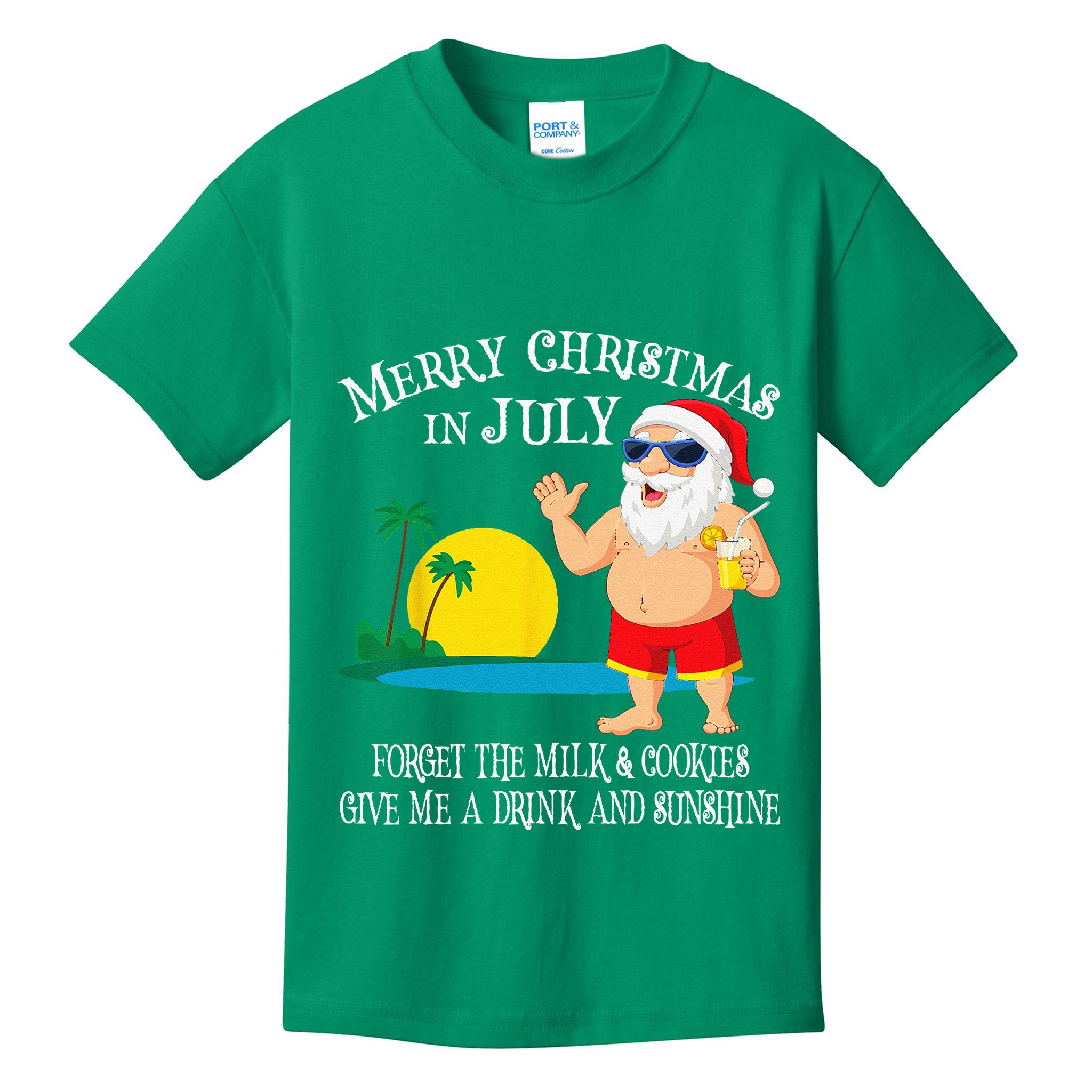Christmas In July Pool Party Santa Vacation Gift Kids T-Shirt
