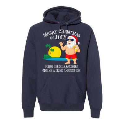 Christmas In July Pool Party Santa Vacation Gift Premium Hoodie