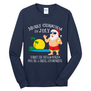 Christmas In July Pool Party Santa Vacation Gift Tall Long Sleeve T-Shirt