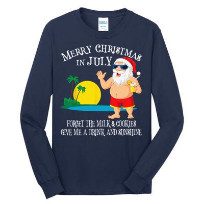 Christmas In July Pool Party Santa Vacation Gift Tall Long Sleeve T-Shirt