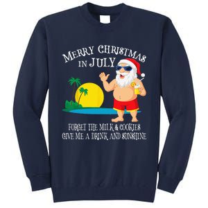 Christmas In July Pool Party Santa Vacation Gift Tall Sweatshirt