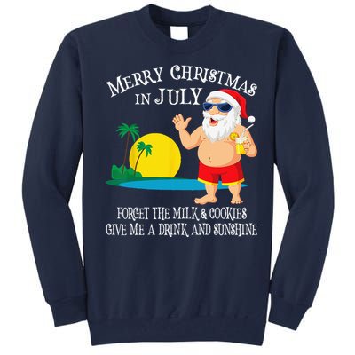 Christmas In July Pool Party Santa Vacation Gift Tall Sweatshirt