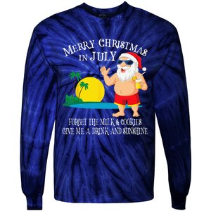 Christmas In July Pool Party Santa Vacation Gift Tie-Dye Long Sleeve Shirt