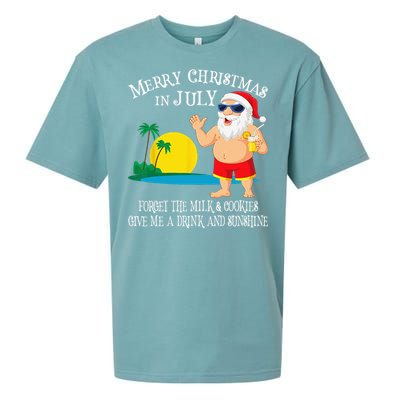 Christmas In July Pool Party Santa Vacation Gift Sueded Cloud Jersey T-Shirt